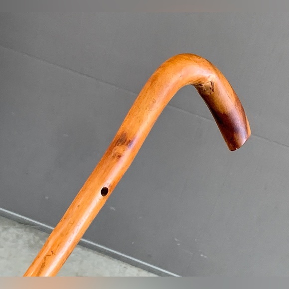 Antique Artisan Hand Crafted Metal Tip Solid Root Wood Cane Walking Stick - Picture 6 of 16